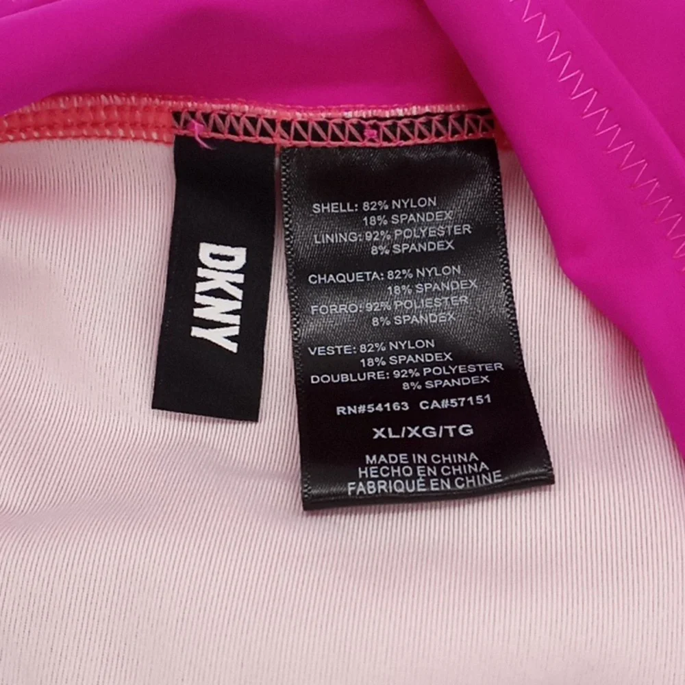 DKNY Colorblocked High-Waisted Bikini Bottoms Punch Pink XL